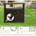 thumbnail image 4 of Wicker Outdoor Bar Cart - Brown Patio Console Storage Table Buffet Cabinet Serving Kitchen Cart with Wheels for Outside Backyard, 4 of 7