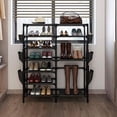 thumbnail image 2 of 7 Tiers Shoe Rack Shoe Shelf Shoe Storage Organizer with Side Hooks for Entryway, 24-30 Pairs Metal Shoe Rack Taller Shoes Boots Organizer, 2 of 6