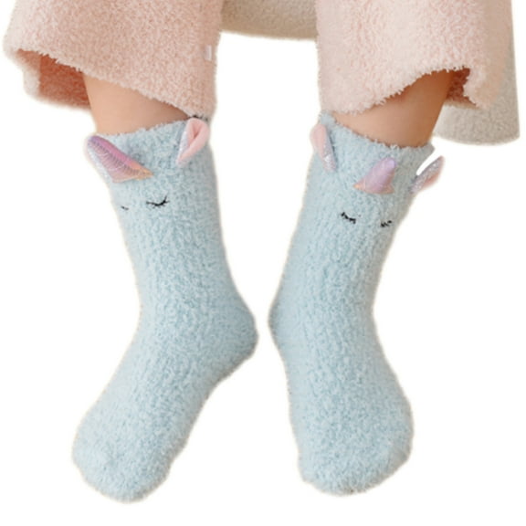 RUISINERY Baby Ankle Socks Kids Boys Girls Unicorns Pattern Socks Soft Fleece Socks Warm Thick Socks for Toddler 1-12 Year