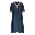 thumbnail image 4 of Bigersell Dress Women Clearance Female V-Neck Half Sleeve Midi Sun Dress Dress Style D-4 Dress Shirts Ladies Regular Summer Dresses , Navy M, 4 of 6