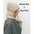 thumbnail image 2 of YooGuoGuo Women Warm Knitted Beanie and Scarf Set Winter Solid Color Long Neck Scarf with Skull Cap Gifts for Women, Girls, 2 of 4