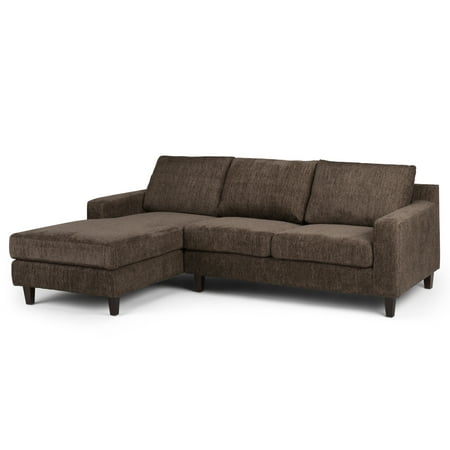 Brooklyn + Max Danielle Contemporary 91 inch Wide Sectional in Deep Umber Brown Chenille Look