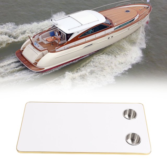 RV Wood Table Top Removable Table, Boat Table Top with 2 Cup Holders, Replacement Desktop Panel, RV Rectangular Tabletop for Caravan Marine Boat Yacht Rectangle, 31.49x15.74in