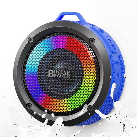 Bluetooth Shower Speaker with IPX7 Waterproof,Mini Portable Speaker with Suction Cup,Bluetooth 5.4 Speaker Hands-Free Calls,RGB LED Wireless Speaker Dual bass Driver,Outdoor Pool Beach Gifts,Blue