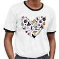 thumbnail image 2 of Halloween Heart Ringer Tee Shirt Unisex Medium White/Black, 2 of 5