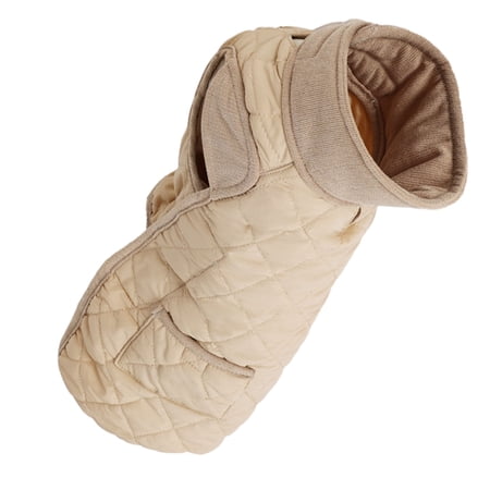Warm Coat Outdoor Windproof Vest For Sausage Dogs Beige S Size With Leash Hole.