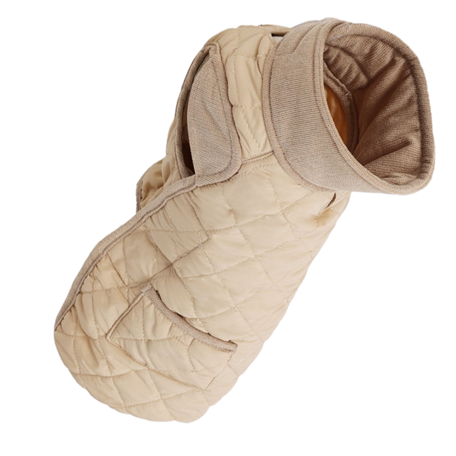 Warm Coat For Outdoor Windproof Vest For Long Bodied Adjustable Jumpsuit With Pocket & Leash Hole Special For Short Leg Sausage Dogs (Beige S)