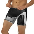 thumbnail image 2 of Mens Extended Length Boxer Briefs - Black White Fluid Sculpture Underwear Boxer Briefs with Elastic Band, 2 of 5