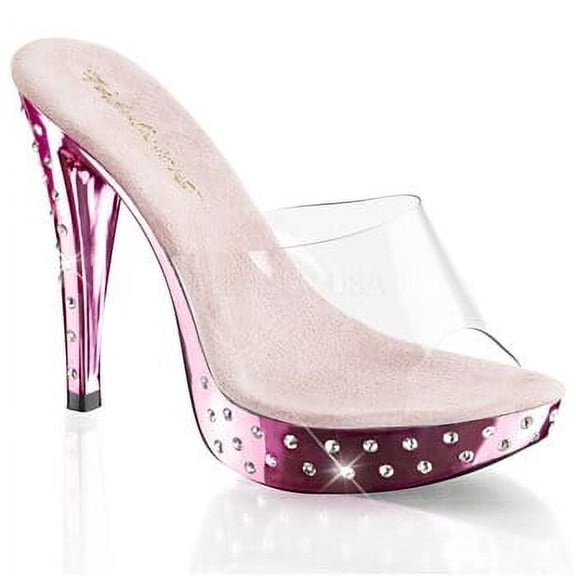 COCKTAIL-501SDT, 5" Heel 1" Rhinestone Studded Slide Sandal