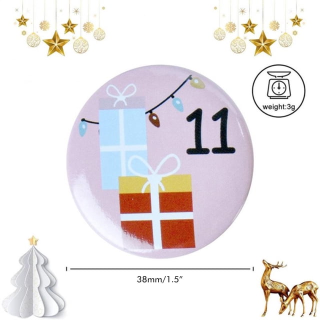 Calendario de Adviento de Navidad con números 1-25, conjunto de botones redondos para decoración de regalo, cintas, bolsas de tela, paquetes