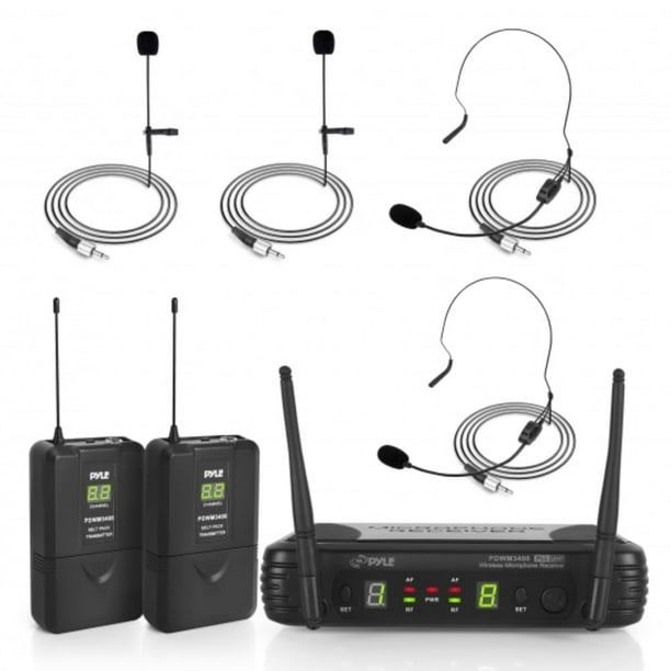 Sistema de micrófono inalámbrico Pyle PDWM3400 con 2 micrófonos negro