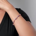 thumbnail image 4 of Gem Stone King 4.18 Ct Oval Blue Tanzanite White Diamond 18K Rose Gold Plated Silver Bracelet for Women, 4 of 5