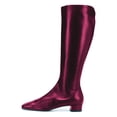thumbnail image 4 of YDN Women Square Toe Knee High Boots Side Zipper Chunky Low Heels All Weather Stylish Daily Wear Shoes Size 16 Darkred, 4 of 4