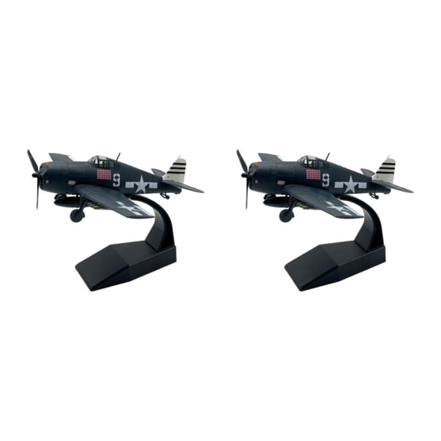 Ruiboury Detailed 1/72 Scale F6F Fighter Model Plane with Stand Decorative Desktop Accent Style A 2Set