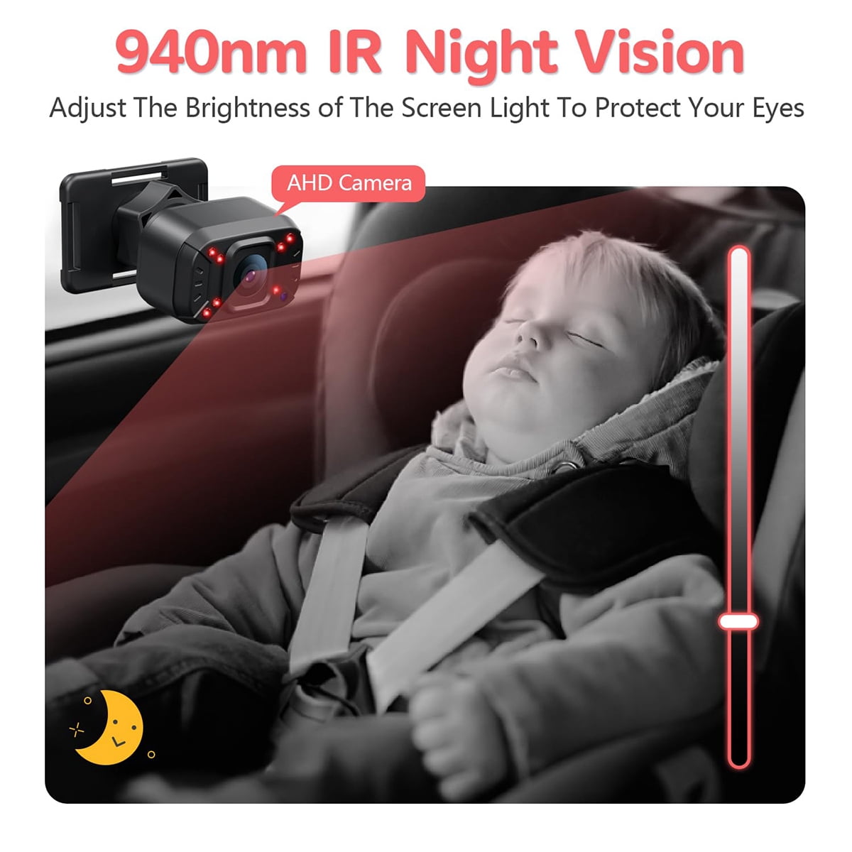 Baby Car Camera,Dual Channel 5''HD IPS Display with 2 IR Night Vision Monitor,Baby Car Mirror 1080P