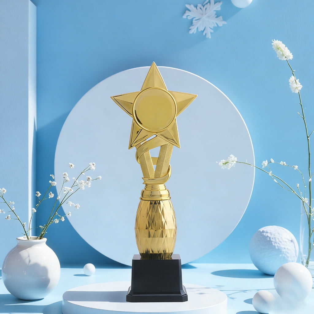 Small Media Large Golden Colored Star Trophies Light weight Star Award Trophies for Winners Of Team Sports