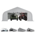 thumbnail image 2 of Mellcom 20x30 ft Carport, Heavy Duty Carports and Shelters with Galvanized Steel Frame and Waterproof 3-Layer PE Cover, Fits 2 Cars, Boat, Farm Equipment, Silver Gray, 2 of 8