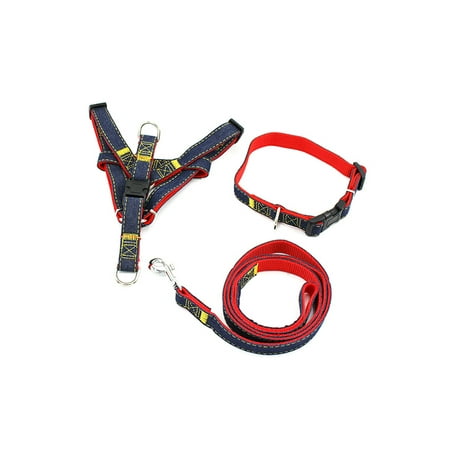 Collars Harnesses Leashes (DYMADE Classic Safety Training Adjustable Harness & Leash Set Denim Dog Training Walking Leash)