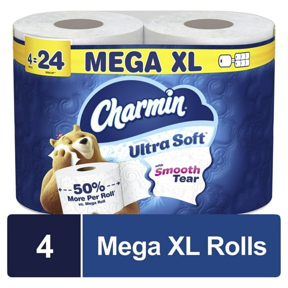 Charmin Ultra Soft Toilet Paper 4 Mega XL Rolls, 336 Sheets per Roll