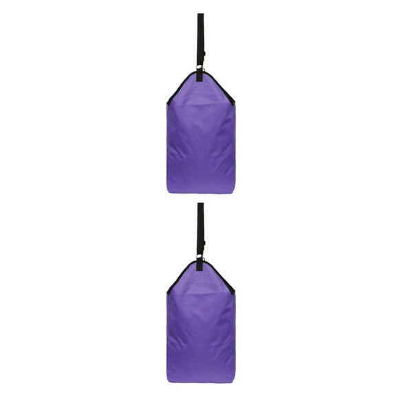 Decodeary Hay Bag Guinea Bunny Feeder Horse Food Dispenser One Hole Hanging Pouch Large Opening Container Cage Accessories Purple 2PCS