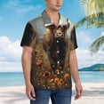 thumbnail image 3 of Honeii Grassland Sunflower Cow Print Men’s Hawaiian Shirt,Classic Button-Down Short Sleeve Shirt, for Beach, Vacation, and Outdoor Activities,X-Large, 3 of 7