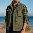 thumbnail image 3 of Ceisia Men's Solid Color Multi Pocket Outdoor Jacket Casual Breathable Mesh Lined Coat for Hiking Travel Daily Wear Gift, 3 of 9