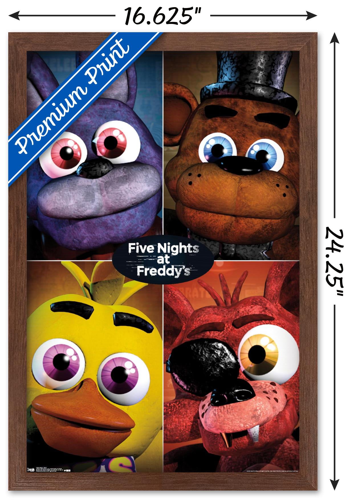 Five Nights at Freddy's - Quad Wall Poster with Push Pins, 22.375