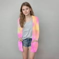 thumbnail image 2 of MKOSPLRT 5-14Y Long Cardigans for Girl Tie Dye Fall Cardigan Sweaters Open Front Long Sleeve Lightweight Cardigan Jacket with Pocket, 2 of 7
