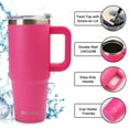 thumbnail image 3 of AQUAPHILE Insulated Tumbler with Leak-proof Lid and Straw, 40 oz Insulated Stainless Steel Coffee Mug with Handle, Travel Coffee Mug，Rubine Red, 3 of 7