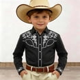 thumbnail image 2 of CONZONE Kids Boys Tops Long Sleeved Lapel Button Down Graphic Print Fashionable Tee Black Size 4-5 Years, 2 of 4