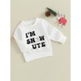 thumbnail image 2 of Toddler Baby Girls Boys Christmas Sweatshirt Snow Cute Letters Print Long Sleeve Shirts Crew Neck Pullover Sweater Tops, 2 of 7