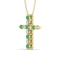 thumbnail image 2 of ARAIYA FINE JEWELRY 1/2 CT. T.W. Emerlad and Lab Grown Diamond Cross Pendant with Gold plated Silver Cabal Chain Necklace 18", 2 of 7