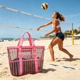 thumbnail image 6 of Women mesh beach bag Large foldable toys pool shoulder bag Vacation tote bag with zipper pocket for picnic, 6 of 6