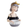 thumbnail image 2 of Escultura de estatuilla para niñas Escritorio de sujeción Contenedor de artículos diversos Caja de canasta de almacenamiento de tocador para Negro Macarena estatua de la escultura de las niñas, 2 of 8