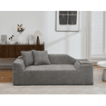 thumbnail image 4 of 2 Piece Modular Sectional Sofa Set with 3-Seater Sofa and Loveseat, Luxury Cloud Couches with 2 Wooden End Tables, Free Combination Sofa Set for Living Room, Dark Gray, 4 of 9