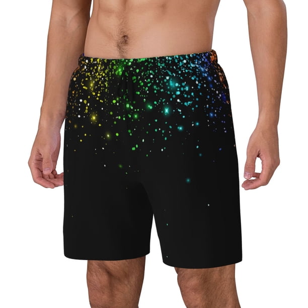 Fotbe Night Rainbow Sparkles Traje de Baño para Hombre – Shorts de Natación de Secado Rápido con Forro y Bolsillos-Medium