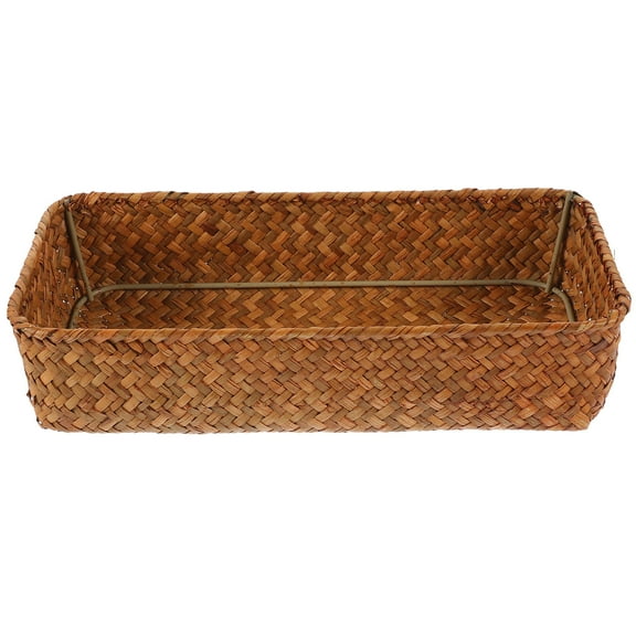 Leifggao Woven Cutlery Storage Basket Tabletop Cutlery Basket Sundries Storage Basket Woven Basket