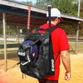 thumbnail image 4 of Hit Run Steal Bat Bag Backpack, Holds 4 Bats, Glove, and Helmet, Black Camo, 4 of 6