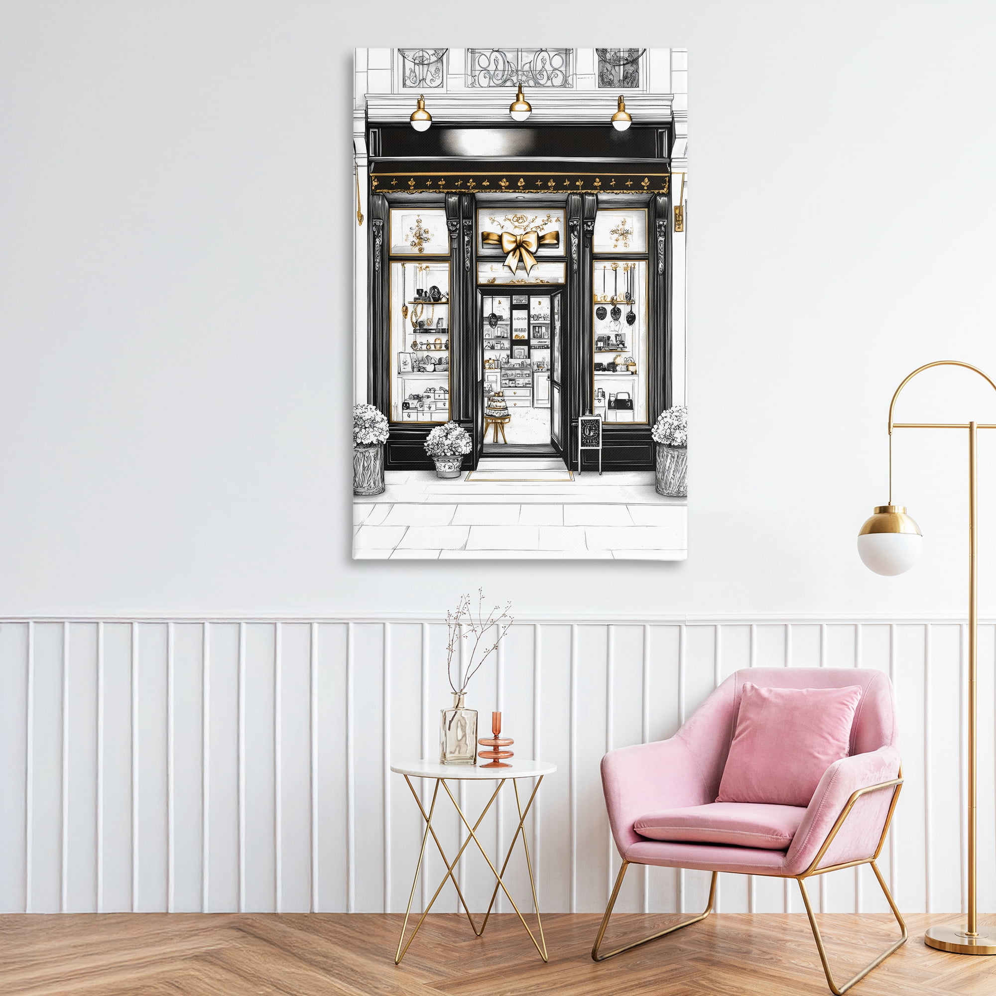 Stupell Industries Glam Paris Shop Facade Canvas Wall Art, design by Petal Prints Design