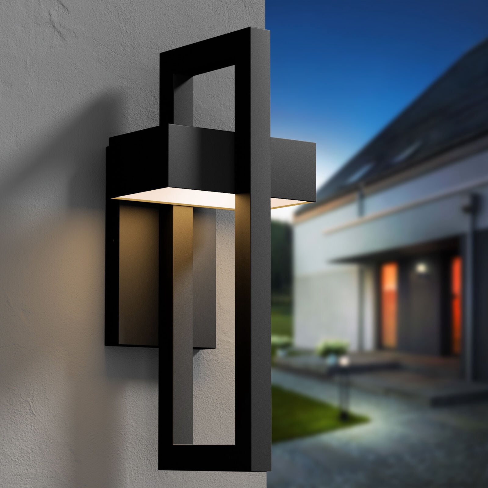Modern Wall Lights Exterior Lighting Fixtures 3000K LED Outdoor Wall Sconce Outside Wall Mount Lights for Porch Front Door House Garage Indoor Black 1PC