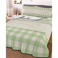 thumbnail image 3 of Quilts Twin-XL Size Bedding Set, Retro Green Lightweight Quilted Comforter, Farmhouse Buffalo Plaid Vintage Beige Soft Reversible Bedspread Coverlet with Pillow Covers for All Season, 68" x 98", 3 of 7