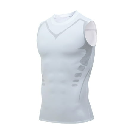 

Holiday Savings Clearance! Uhuya Ionic Shaping Vest Guys Mens Chest Gynecomastia Compression Top To Build A Perfect Body 3XL White