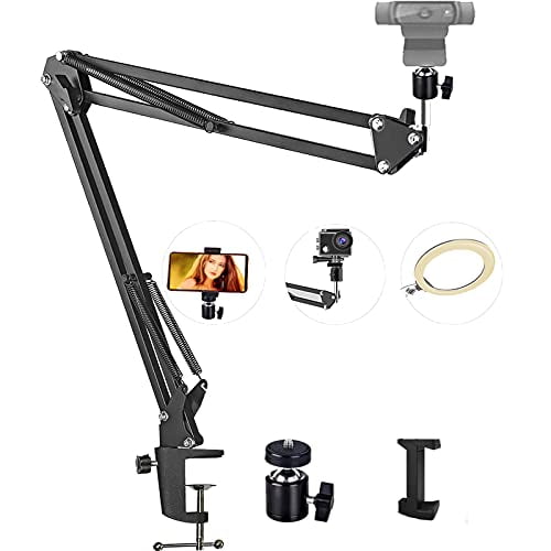 Desktop Webcam Boom Arm Stand, Anhendeler Overhead Tripod Mount for Logitech Webcam BRIO C920 C920S C922 C922x C925e C930 C930e,GoPro Hero 8/7/6/5, Ultra/Pro/Pro 2/Pro 3/Brio 4K, Phone Holder - Walmart.com