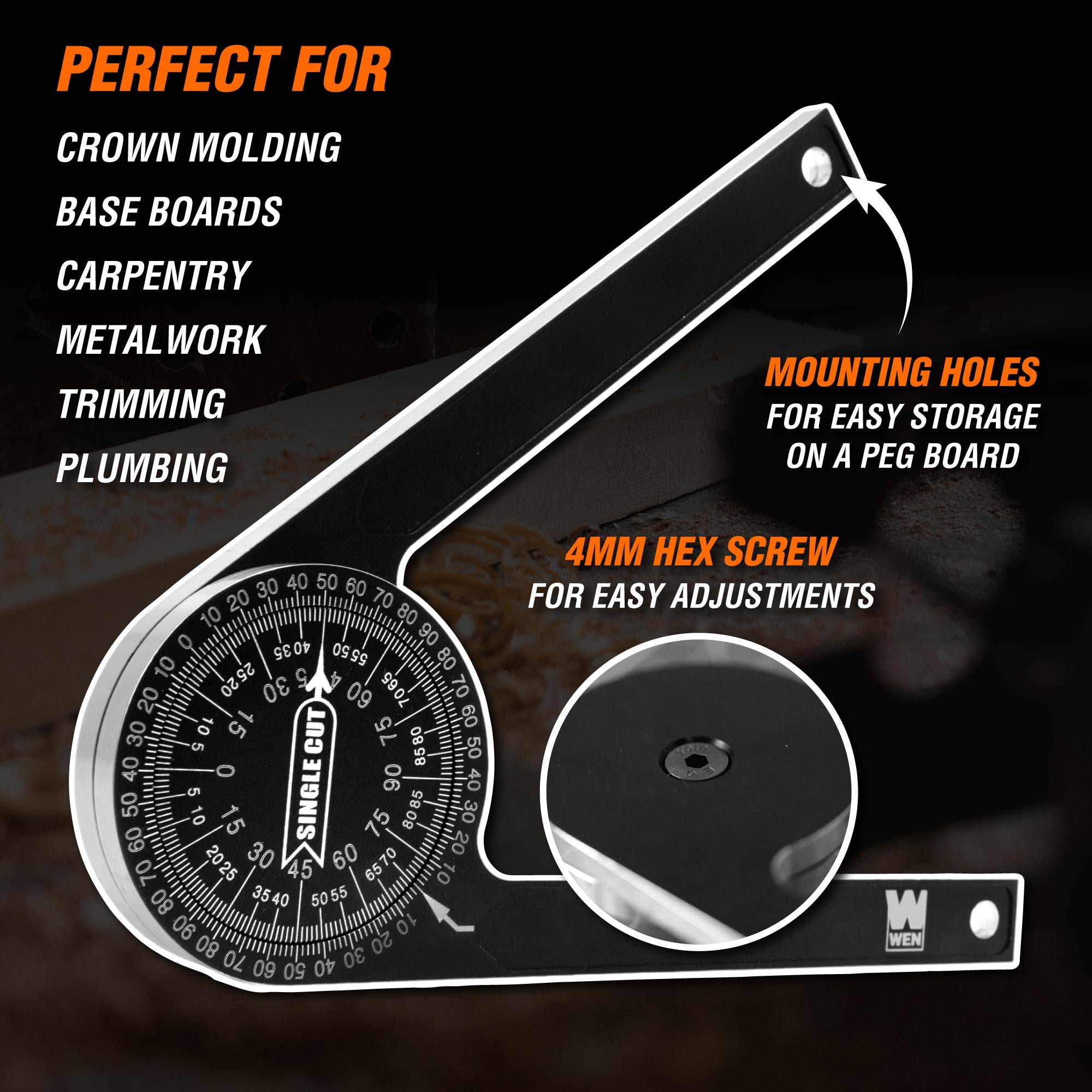 WEN 7.25-Inch Aluminum Alloy Miter Saw Protractor with Laser-Engraved Scales, ME175P
