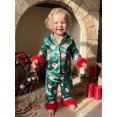 thumbnail image 5 of RUINIXCW Kids Toddler Baby Girl Christmas Silk Stain Pajamas Set Spring Fall Winter PJS Sleepwear Long Sleeve Button Down Collar Shirt Tops Pants Set, 5 of 10