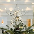 thumbnail image 4 of Gold Christmas Tree Topper,9.84×7.87inch Hollow-Out Star Tree Topper with Warm White Lights,Pre-lit 5 Point Star Treetop,Lighted Wire Star with Lights for Christmas Tree Home Decoration, 4 of 7