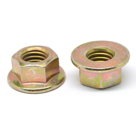 

3/8-24 Fine Thread Grade G Stover All Metal Flange Locknut Medium Carbon Steel Yellow Zinc Plated Pk 50
