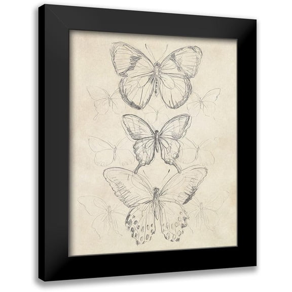 Vess, June Erica 12x14 Black Modern Framed Museum Art Print Titled - Vintage Butterfly Sketch I