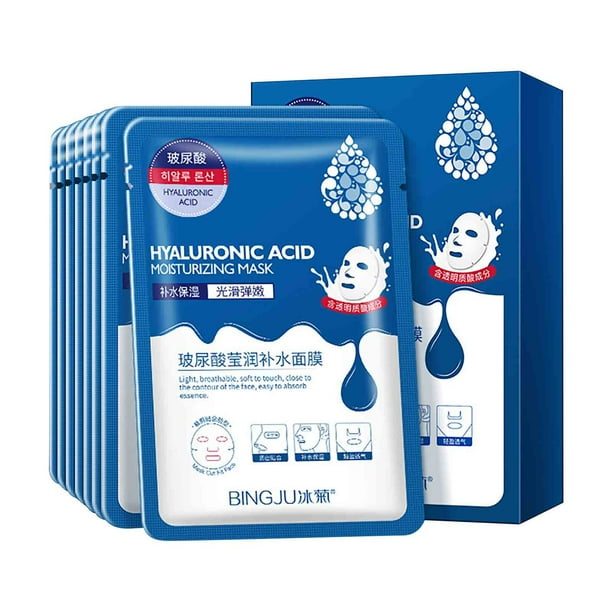 Mascarillas faciales Cuidado de la piel Hoja Hidratante Hialurónica de Crisantemo Hielo Mascarilla Facial 10PC en una caja Para Reafirmar e Iluminar la Piel Mascarilla Facial 80ml cara cara