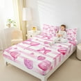 thumbnail image 4 of Manfei Watercolor Bowknot Twin Sheet Sets, Cartoon Lollipop Twin Fitted Sheet, Pink Geometric Abstract Flat Sheet, Microfiber Bedroom Decor, 3 Pieces, 4 of 7